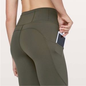 Lululemon Fast & Free Tights 7/8 in hunter green 25 in long Size 6